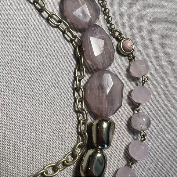 Chico’s Triple Strand Necklace Lavender And Pink Stones 29-33” FREE SHIPPING - Picture 2 of 3